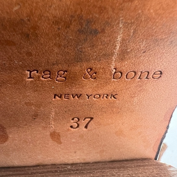rag & bone Brown Leather Block Heel Ankle Booties Size 37 - Picture 2 of 10